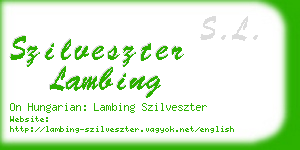 szilveszter lambing business card